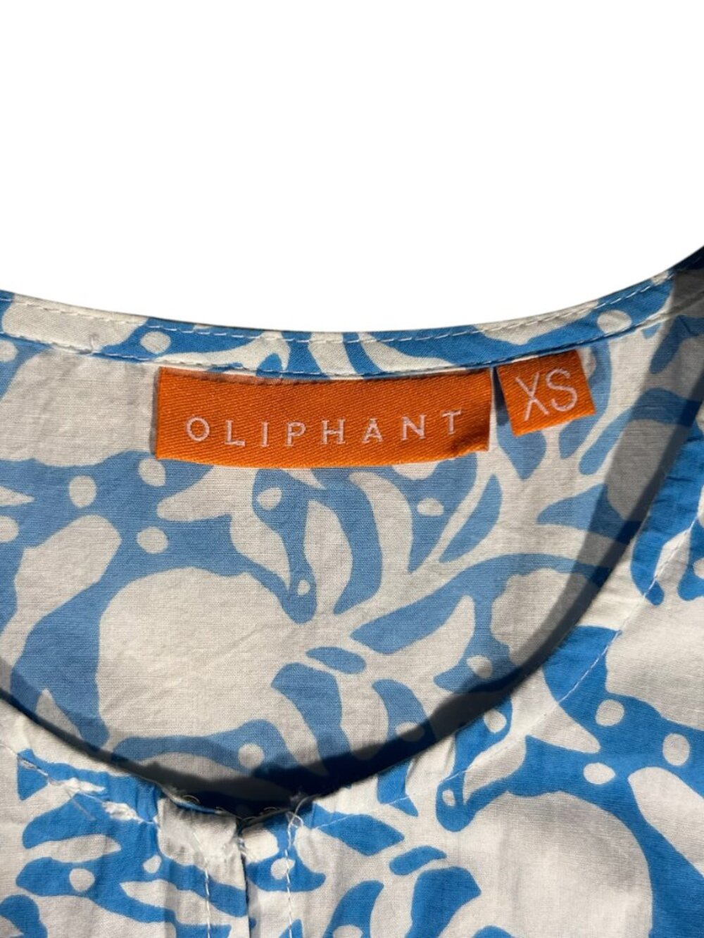 Oliphant Blue Block Print Tiered Maxi XS - Picture 7 of 7